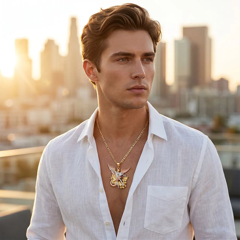 🎁2026 New Arrivals 50% OFF💥✨ Divine Protection Tri-Tone Angel Guardian Pendant Necklace 🕊️