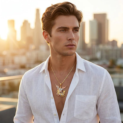 🎁2026 New Arrivals 50% OFF💥✨ Divine Protection Tri-Tone Angel Guardian Pendant Necklace 🕊️