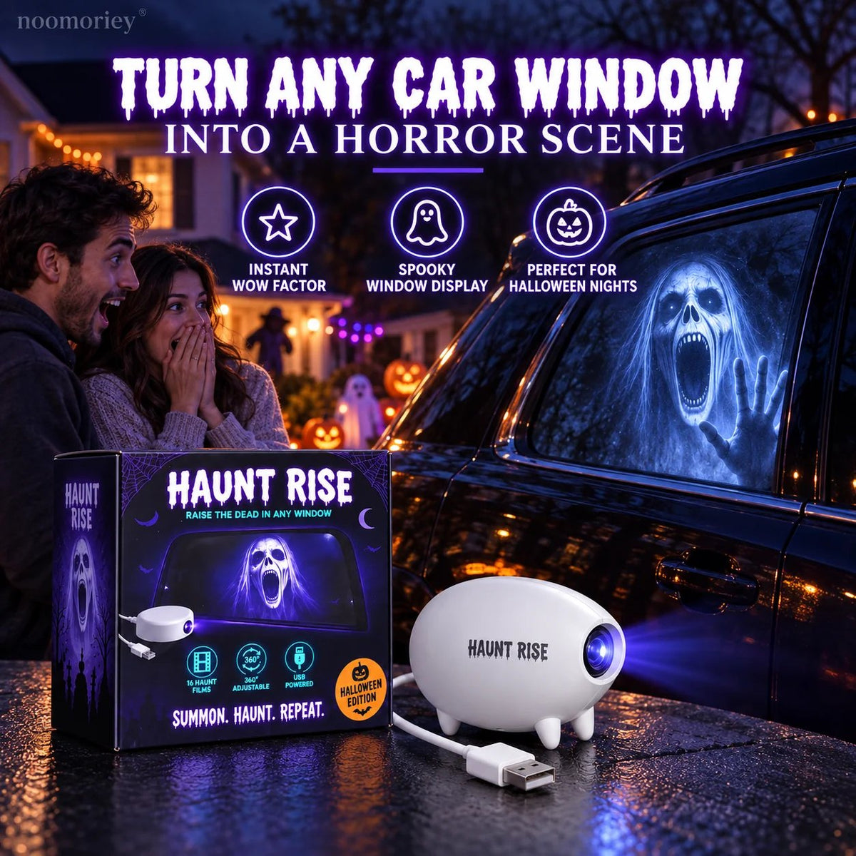 🎃 👻 Haunt Rise Halloween Window Projector-360° Adjustable Stand for Home Decor 🎃