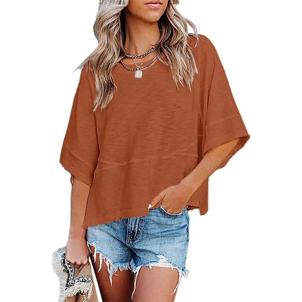 ✨ Women’s Oversized Batwing Sleeve Tee – Effortless Chic & Flowy Fit