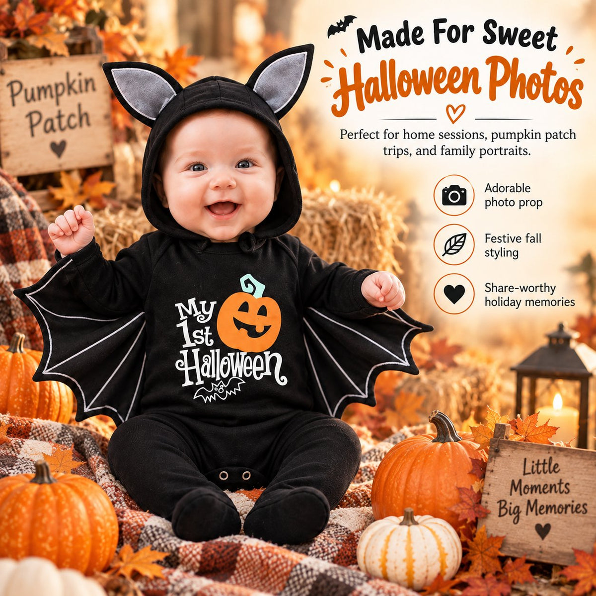 🎃🦇Baby's 1st Halloween Bat Costume Set
