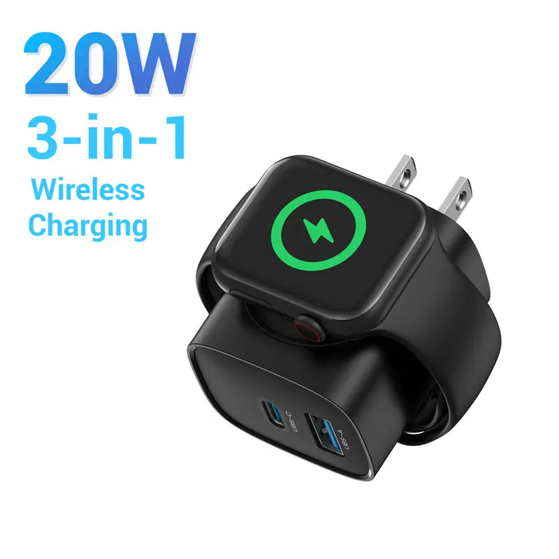 ⚡ 3-in-1 GaN Charging Block | Apple Watch Magnetic Charger + USB-C PD