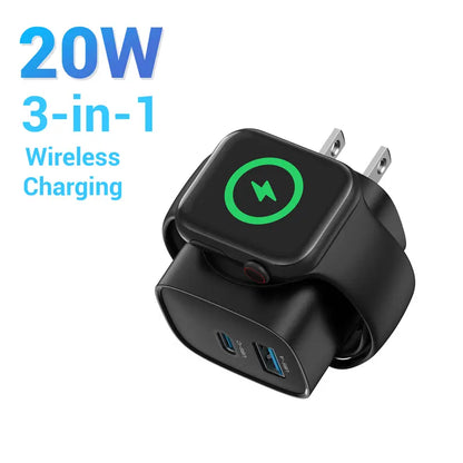 ⚡ 3-in-1 GaN Charging Block | Apple Watch Magnetic Charger + USB-C PD