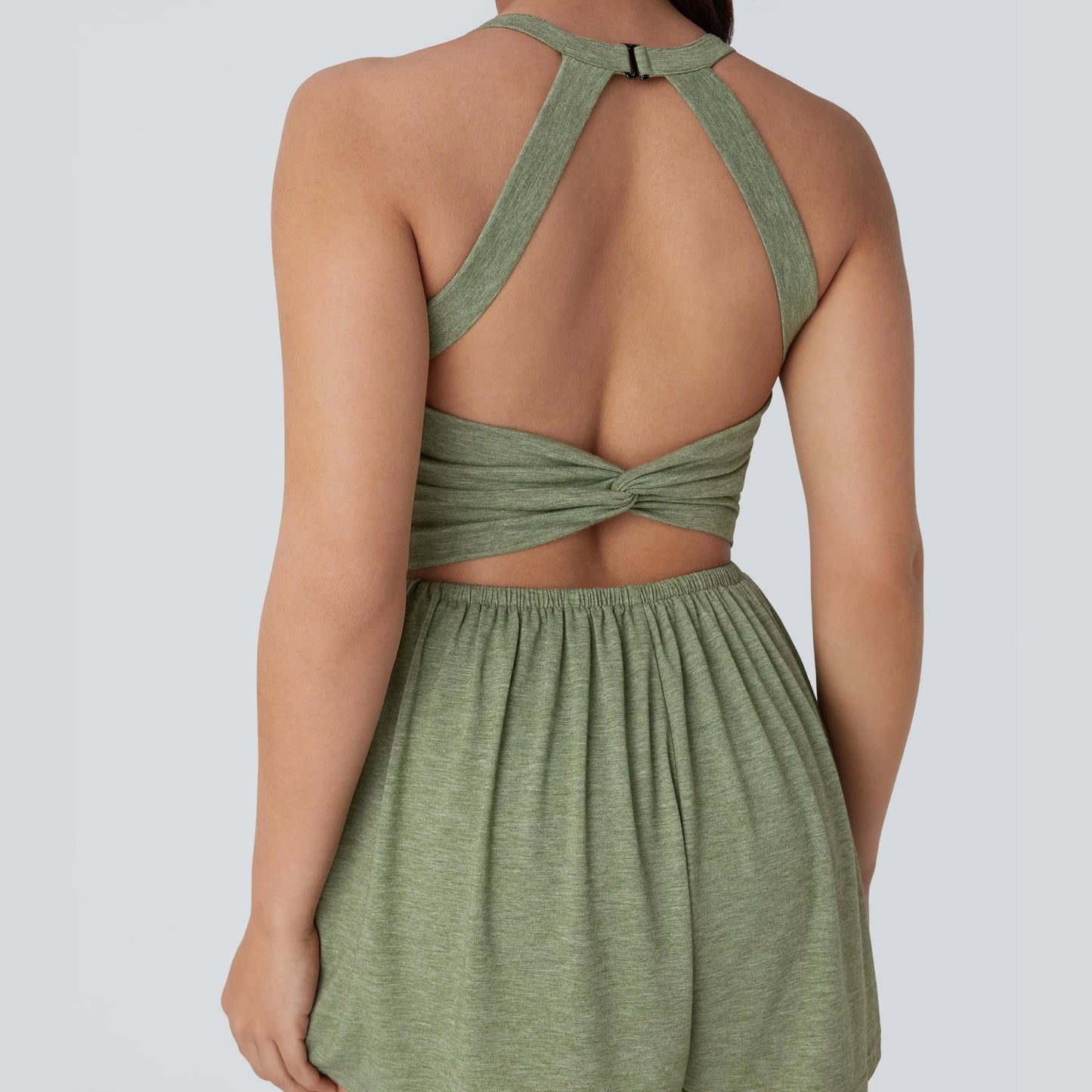 🌿 Breezy Backless 2-in-1 Resort Romper with Pockets