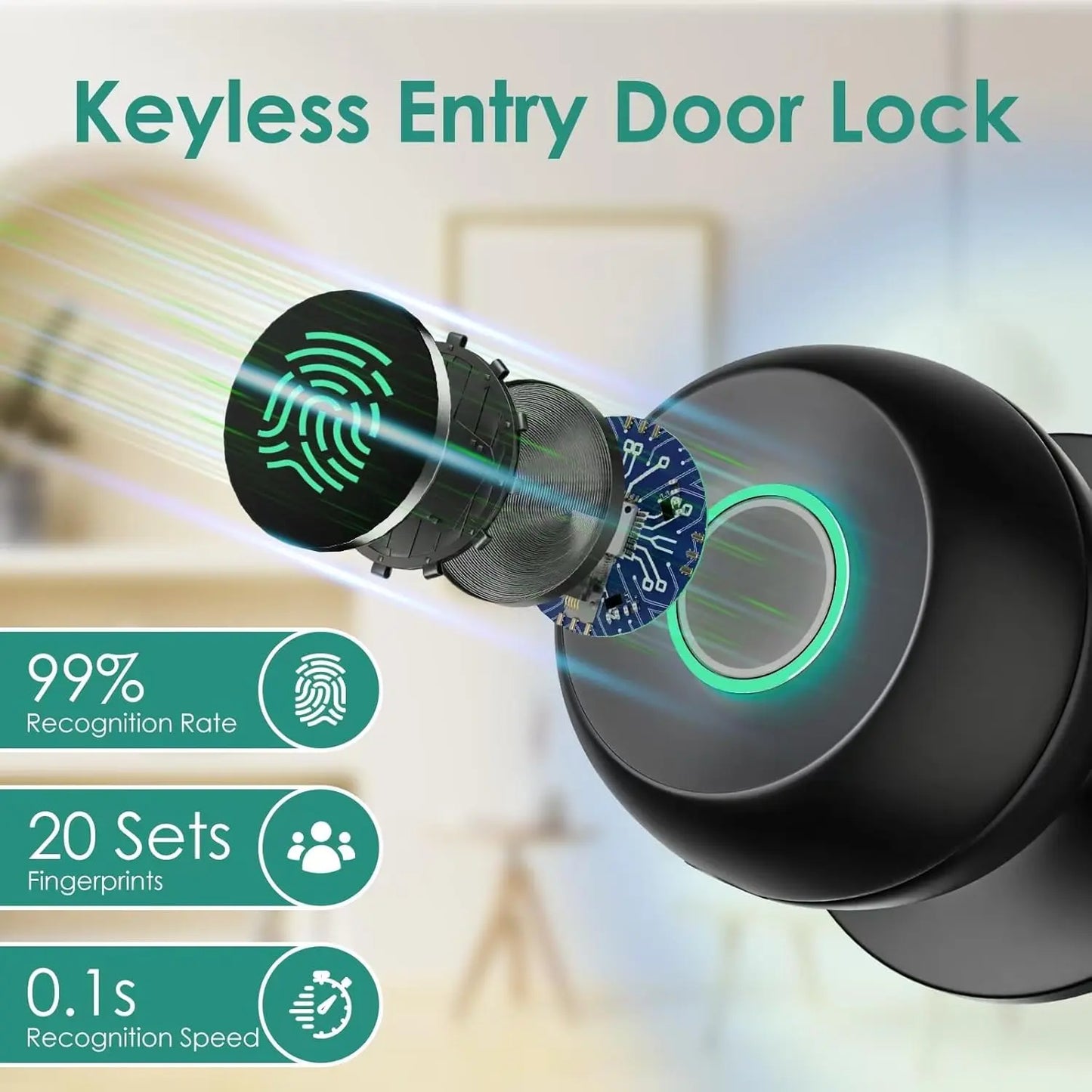 🔒✨Smart Biometric Door Lock, supports Fingerprint, Passcode & App Access🏡