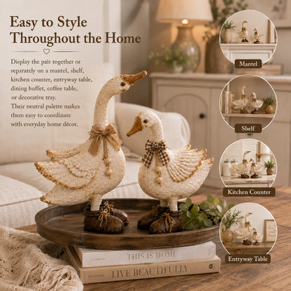 ✨ Rustic Farmhouse Chicken and Goose Shelf Sitters with Swinging Legs 🐔