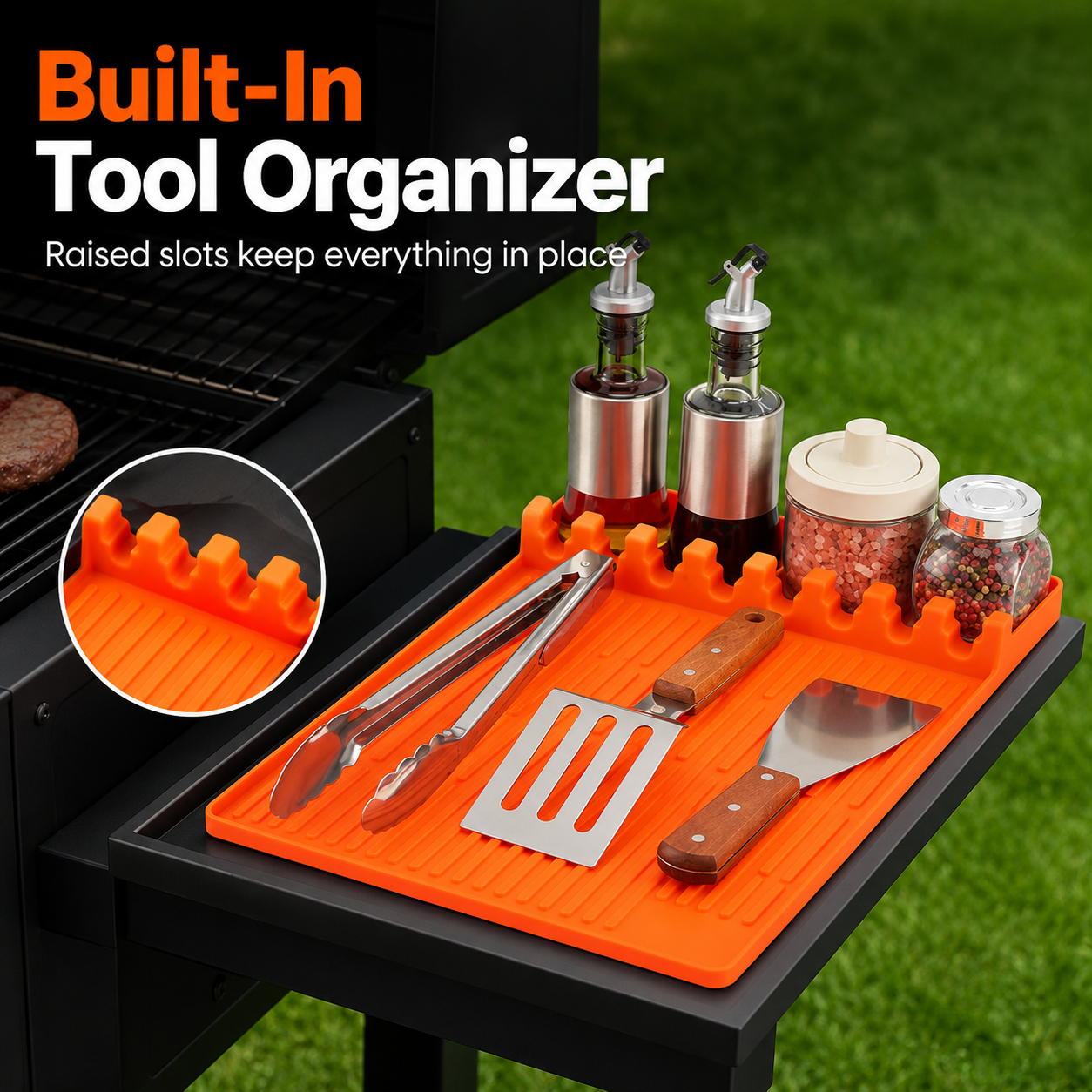 🔥 Silicone Grill Shelf Mat – Clean & Organized BBQ Prep