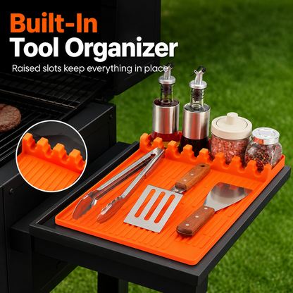 🔥 Silicone Grill Shelf Mat – Clean & Organized BBQ Prep
