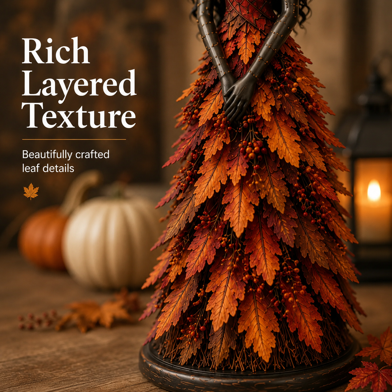 🍂 OOAK Handcrafted Autumn Leaf Magic Witch Figurine 🔮 (Free Shipping on Buy 2)