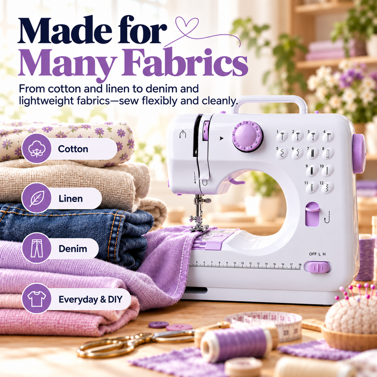 🧵 50% OFF! ✂️ Portable 12-Stitch Electric Household Sewing Machine with Overlock Hem & Speed Control 🧵