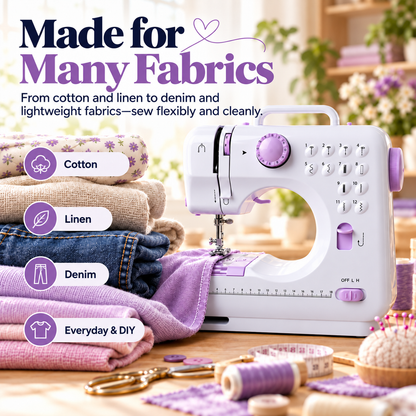 🧵 50% OFF! ✂️ Portable 12-Stitch Electric Household Sewing Machine with Overlock Hem & Speed Control 🧵