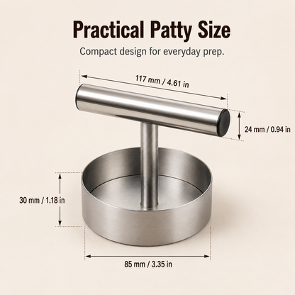🍔 Stainless Steel Burger Patty Press Set – 85mm T-Handle Meat Mold Maker 🔥