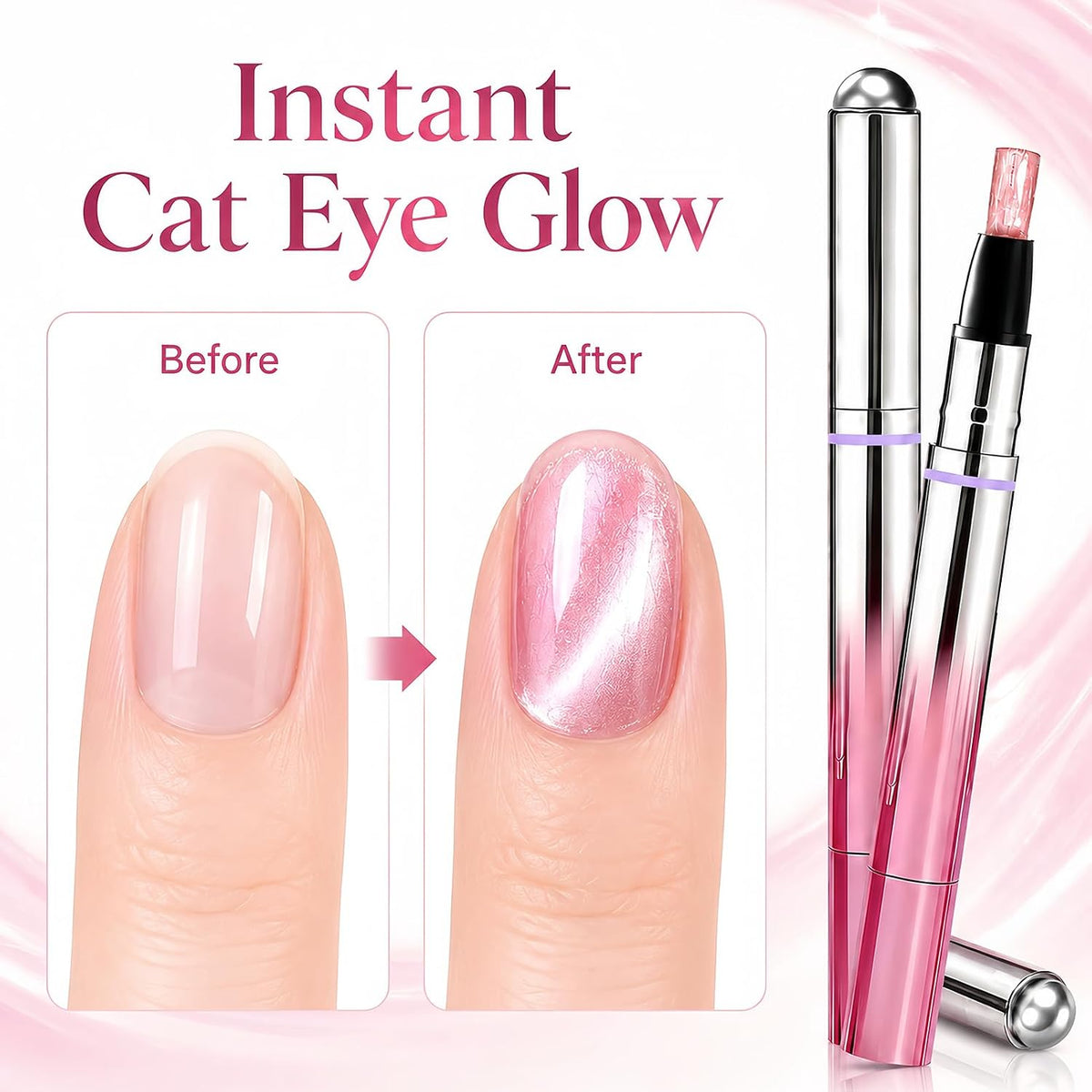 💅 2-in-1 Velvet Cat Eye Gel Nail Pen – Magnetic Shimmer Effect ✨