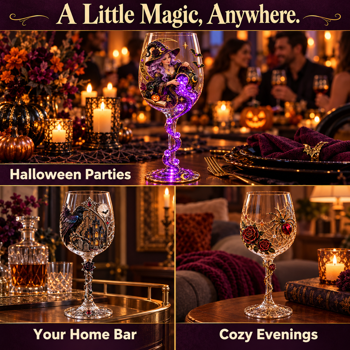 🎃 Halloween Decorative Wine Glass Collection | 5 Spooky Designs