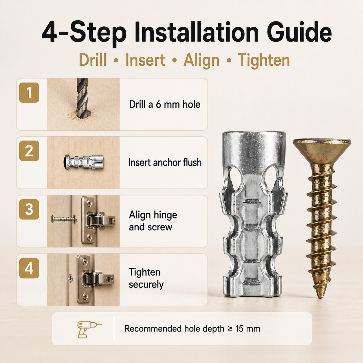 🔩 60Pcs Hinge Repair Kit with Wood Screws 🛠️