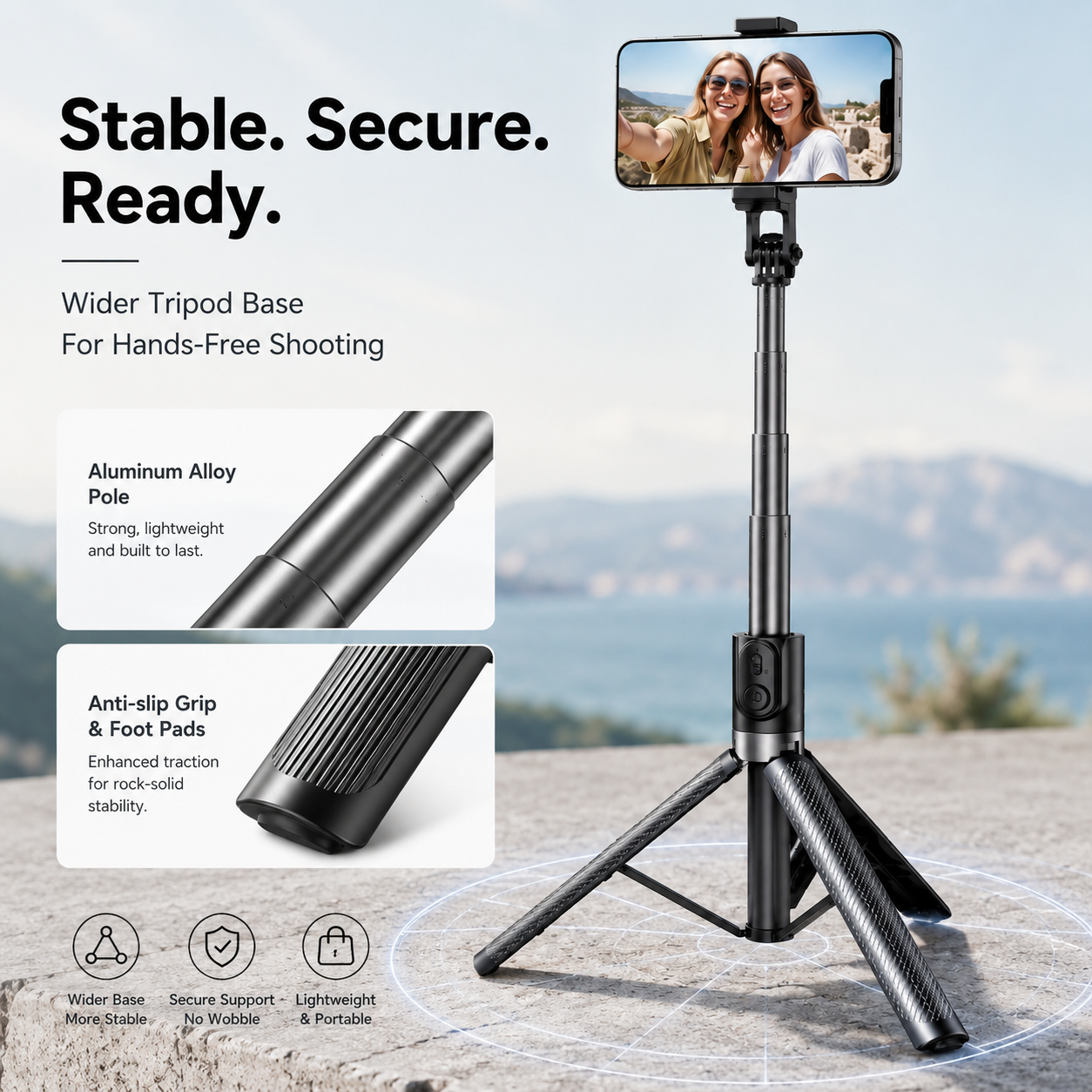 📸 1.88m Extendable Selfie Stick Tripod with Wireless Bluetooth Remote 📱