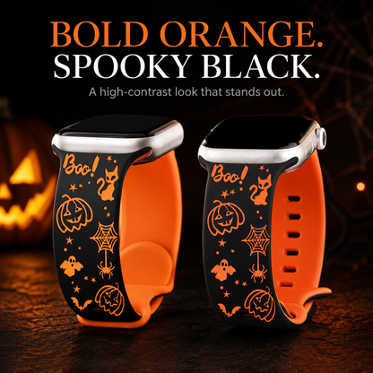 🎃 Halloween Engraved Silicone Watch Band with Butterfly Buckle 👻