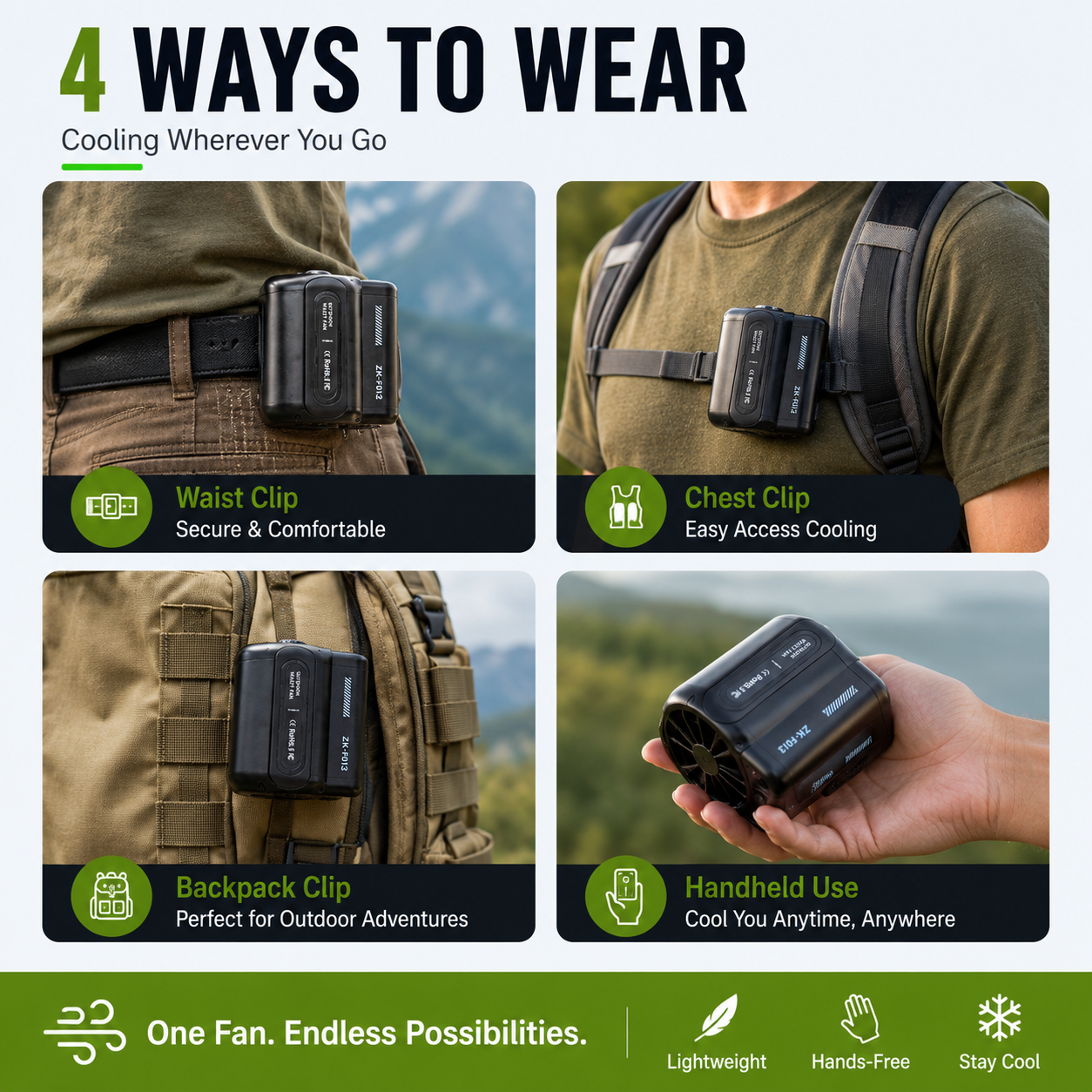 ⏰55% OFF Last Day | ❄️ Portable Waist Fan | Hands-Free Cooling for Summer