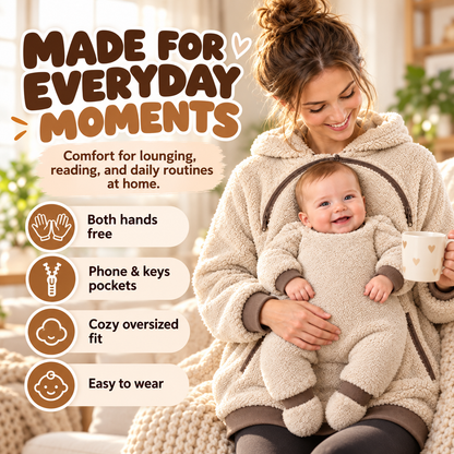 🧸 Cozy Baby Carry Hoodie – Soft Sherpa Warmth for Mom & Baby