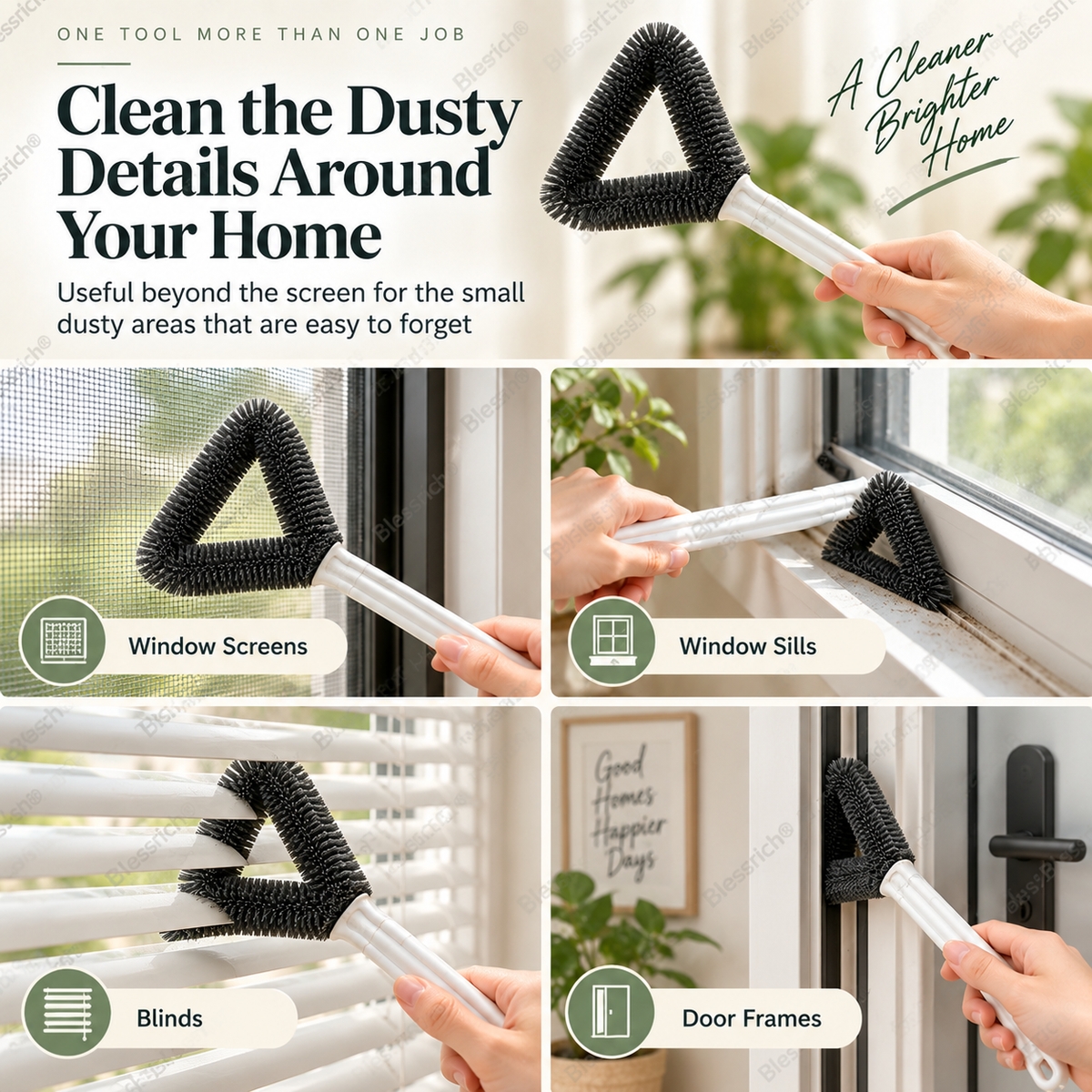 🧹 Triangle Window Screen Cleaning Brush - Corner & Track Duster 🪟