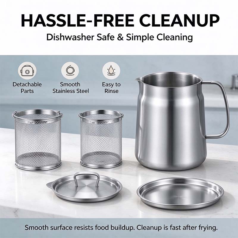 304 Stainless Steel Deep Fryer Pot Set - Durable, Compact Household Kitchen Supplies 🥘