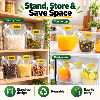 🥣 Reusable Spout Storage Bags – Pour, Store & Organize with Ease