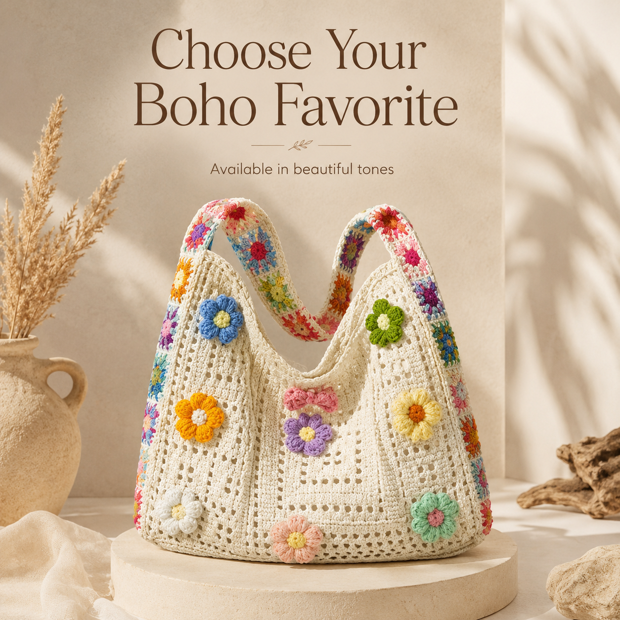 🌸 Retro Floral Patchwork Crossbody Bag – Lightweight Boho Tote for Everyday Style