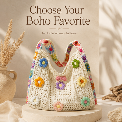 🌸 Retro Floral Patchwork Crossbody Bag – Lightweight Boho Tote for Everyday Style