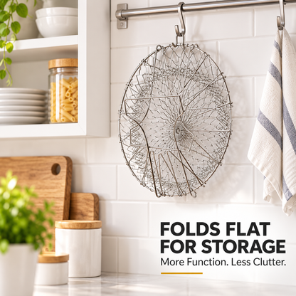 🔥 BUY 1 GET 1 FREE – Foldable Stainless Steel Frying Basket & Colander ✨