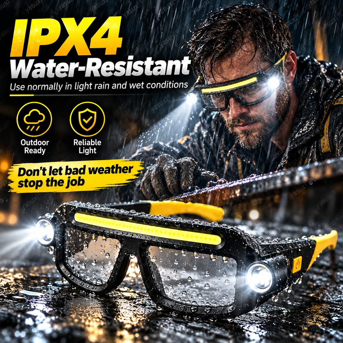 💡 Hands-Free LED Headlamp Glasses - Type-C Rechargeable COB Work Light 🔦