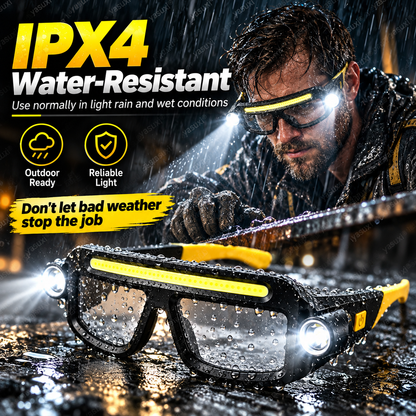 💡 Hands-Free LED Headlamp Glasses - Type-C Rechargeable COB Work Light 🔦