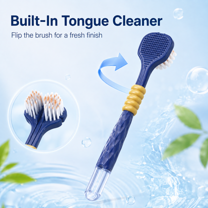 🪥 3-Sided Wrap-Around Manual Toothbrush with Tongue Scraper ✨