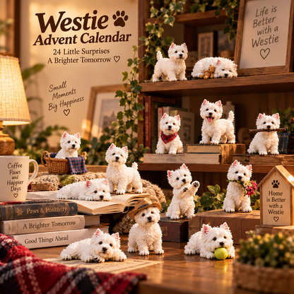 🐾 24-Day Westie Figurine Set - Cute Dog Advent Countdown Collection