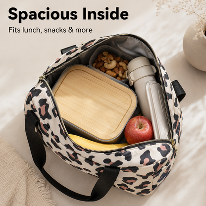 ✨ Leopard Insulated Lunch Tote Bag – Stylish, Spacious & Keeps Food Fresh On the Go