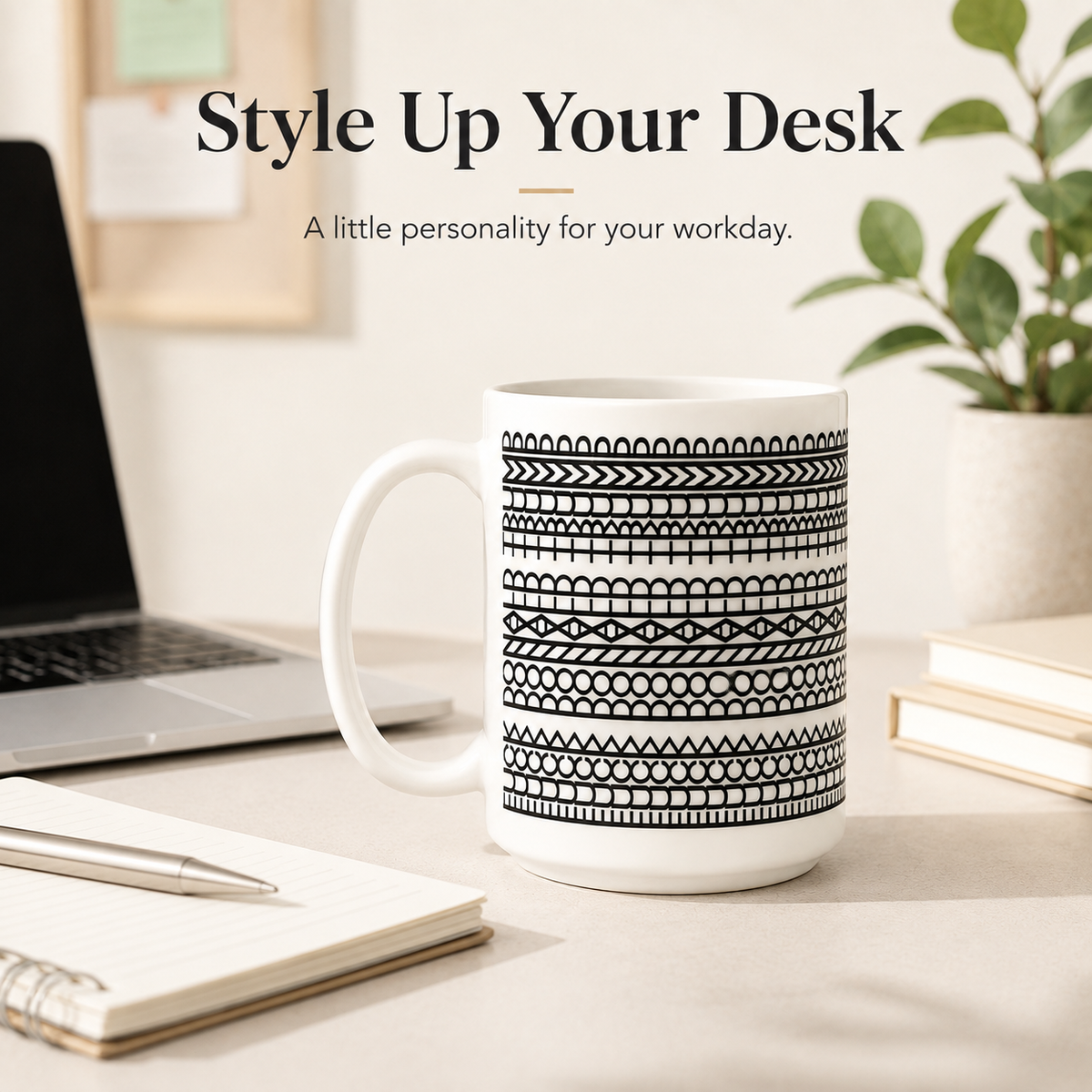 ☕ Geometric Patterned Ceramic Mug – Modern Everyday Drinkware ✨