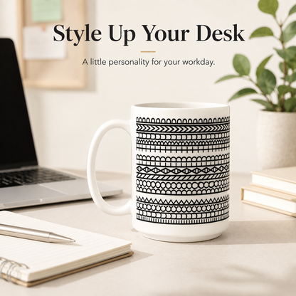☕ Geometric Patterned Ceramic Mug – Modern Everyday Drinkware ✨