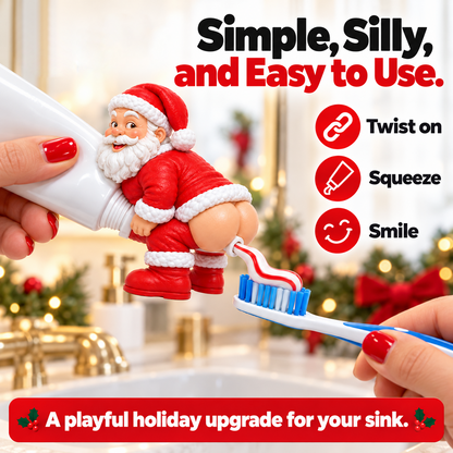 🎅 Cheeky Santa Toothpaste Topper - Funny Christmas Gag Gift 🎄