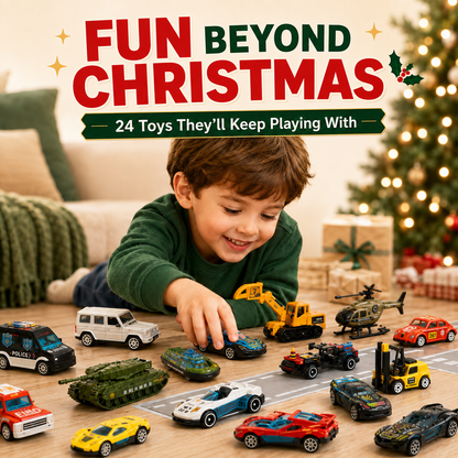 🚗 24-Day Christmas Vehicle Advent Calendar with Fold-Out Play Scene 🚁