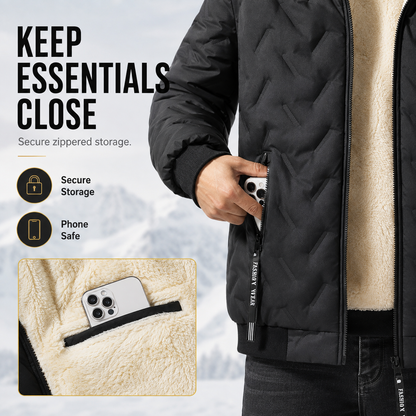 🧥 Men's Wool-Lined Hooded Winter Jacket with Zipper Pockets ❄️