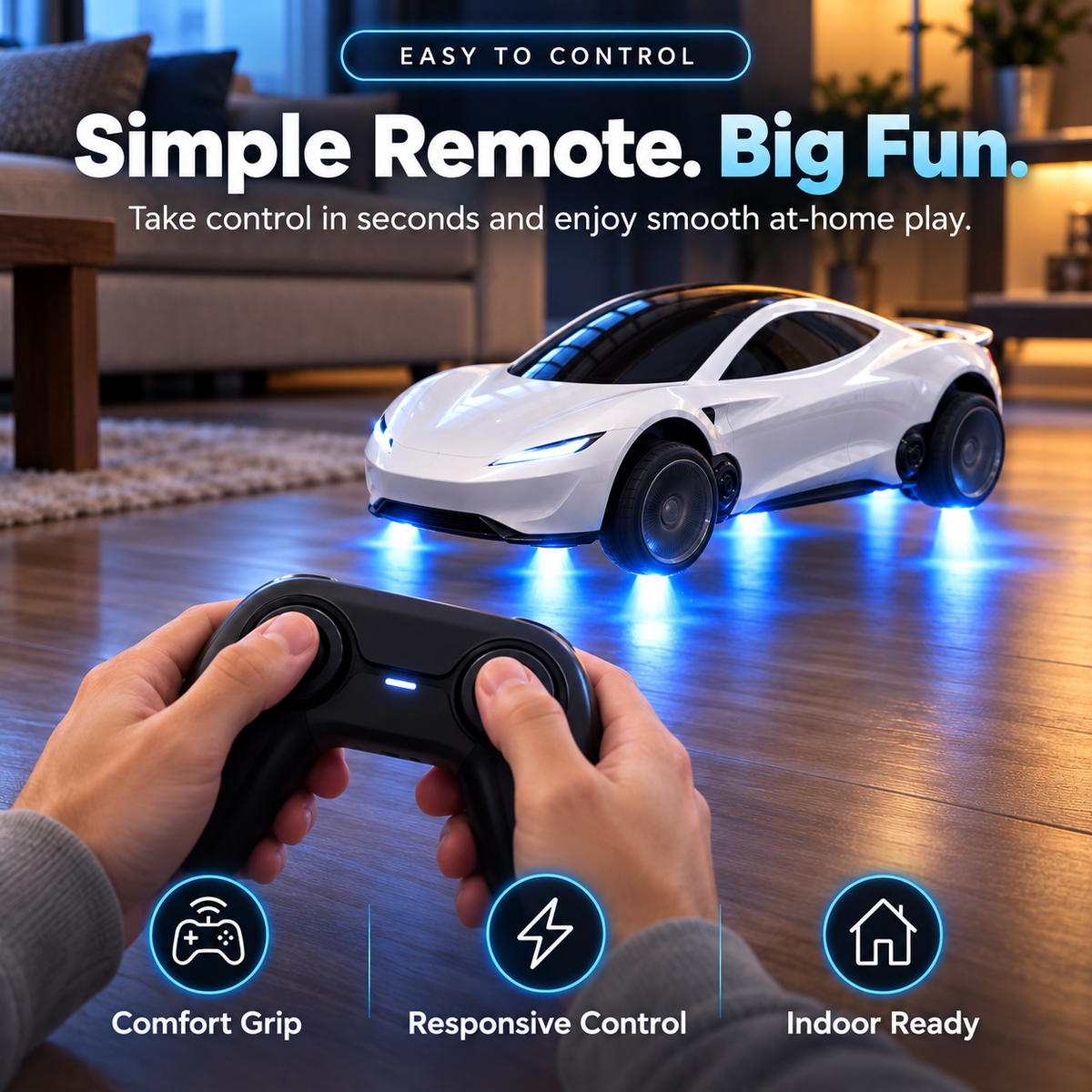 🚀 FutureDrive™ RC Roadster – Futuristic Hover-Effect Car with Stunning Blue LED Lights