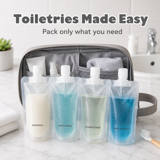 💧 Portable Refillable Liquid Squeeze Travel Toiletry Pouches ✈️