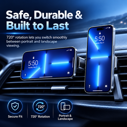 🔥 50% OFF Aluminum Alloy Magnetic Car Phone Mount – 360° Rotatable & Foldable