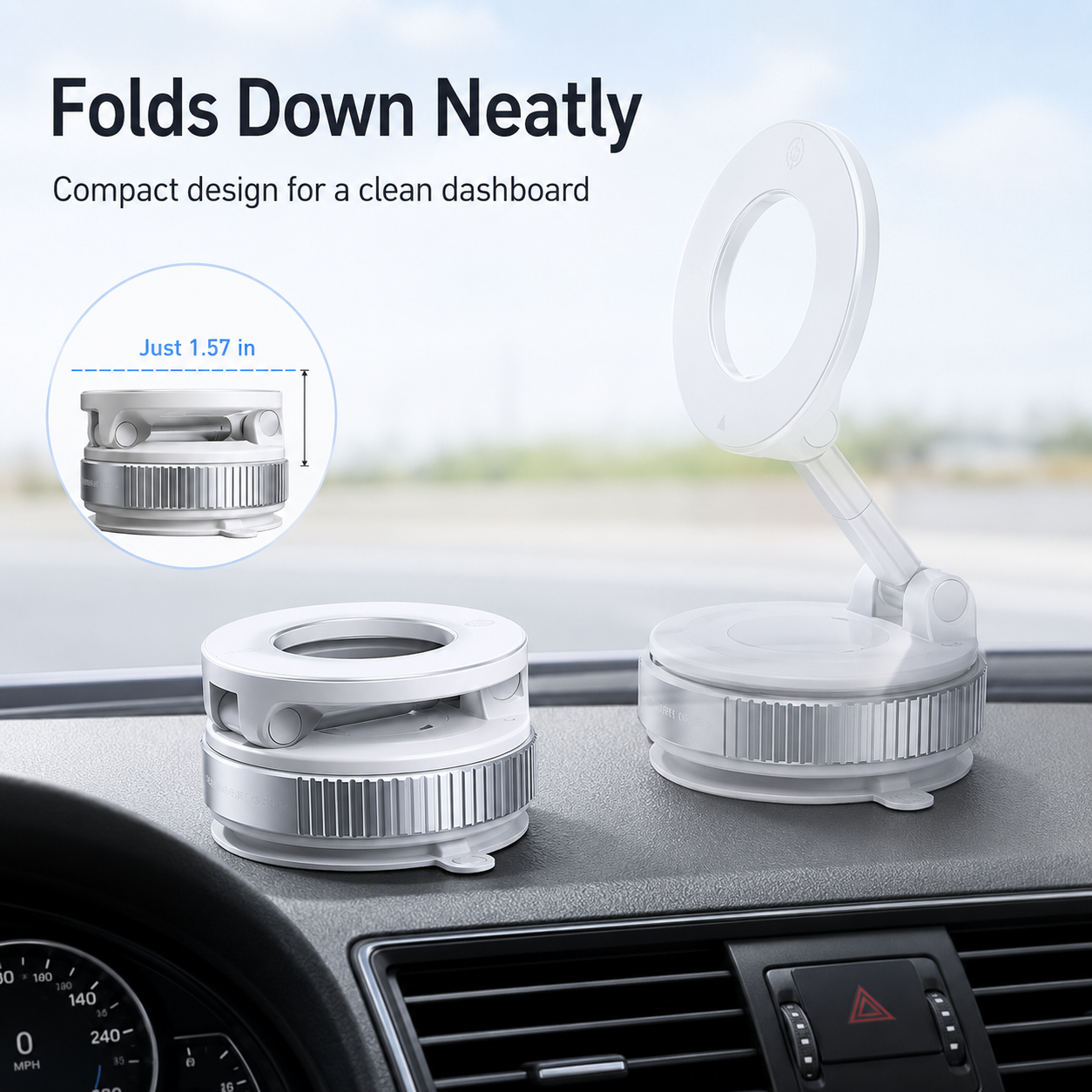 📱 360° Adjustable MagSafe Car Phone Holder for Dashboard & Smooth Surfaces