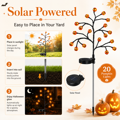 🎃 Solar Halloween Pumpkin Stake Lights (20 LED) ☀️