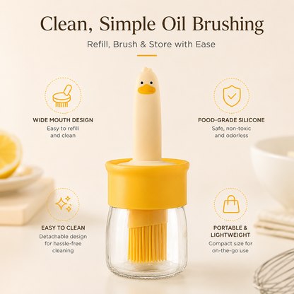 🍳 2 in 1 Glass Oil Bottle Dispenser with Silicone Basting Brush USA Stock 🇺🇸