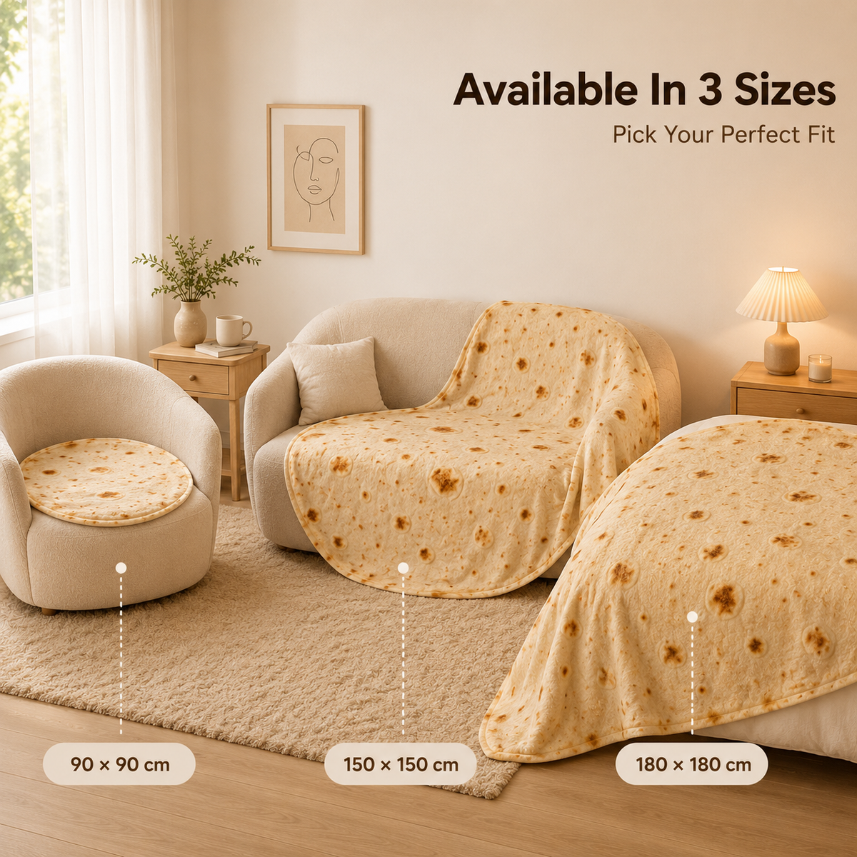 🍕 Realistic Food Print Flannel Blanket – Cozy Burrito & Pizza Throw ✨