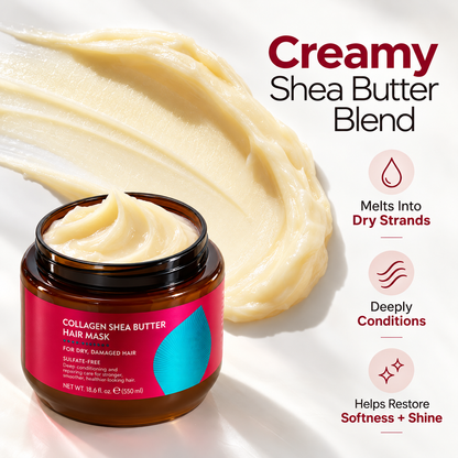 🔥 Collagen Shea Butter Deep Moisture Hair Mask – Smooth, Soften & Revive Dry, Frizzy Hair