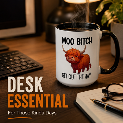 🐮 Sarcastic Highland Cow Coffee Mug – Moo Bitch Novelty Cup ☕