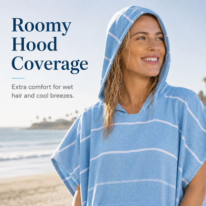 🏄 Hooded 100% Turkish Organic Cotton Beach & Surf Towel Poncho 🌊