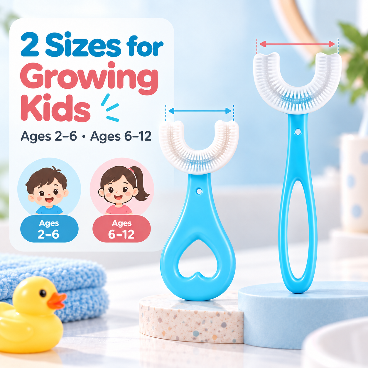 🦷 Kids 360° U-Shaped Oral Care Toothbrush – Gentle Silicone Training Brush ✨